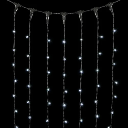 Гирлянда Занавес 2 x 2 м Белый 220В, 400 LED, Провод Черный Каучук, IP65. Фото 1.