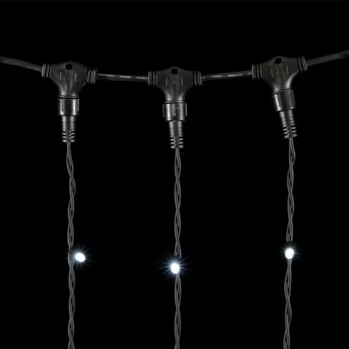 Гирлянда Занавес 2 x 2 м Белый 220В, 400 LED, Провод Черный Каучук, IP65. Фото 3.