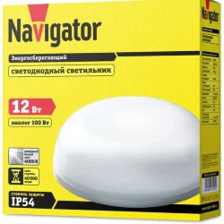 Светильник светодиодный 71 580 NBL-R2-12-4K-IP54-LED 12Вт 4000К IP54 900лм ЖКХ круг бел. Navigator 71580