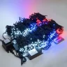 Комплект 10 Бело-Сине-Красных Нитей по 10м, 1000 LED, Провод Черный Каучук 2,3мм, IP65. Фото 1.
