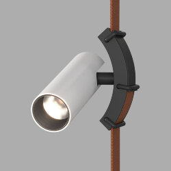 Поворотный светильник для трека-ремня Belty, серия Spot, со светодиодом, D35*L126.5мм, 48V DC, 7W, RA90, 30°, 4000K, IP20, белый с черным, алюминий, Denkirs DK5546-BW+BK