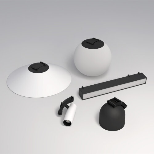 DK5546-BW+BK Поворотный светильник для трека-ремня Belty, серия Spot, со светодиодом, D35*L126.5мм, 48V DC, 7W, RA90, 30°, 4000K, IP20, белый с черным, алюминий. Фото 7