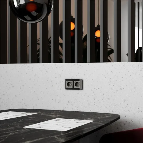 Розетка с заземлением, шторками и USB тип A+C (графит акрил) W1171744 - фото 3