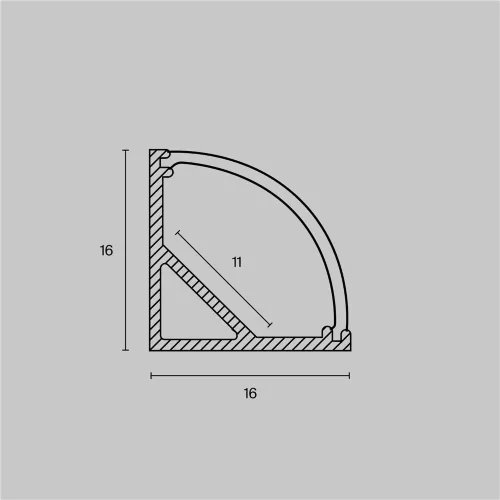 Алюминиевый профиль накладной угловой 16×16 (Серебро, 2 м), ALM008S-2M (Серебро) - фото 3