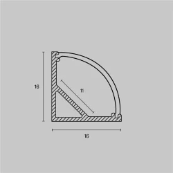 Алюминиевый профиль накладной угловой 16x16 (Серебро, 2 м), ALM008S-2M (Серебро) ALM008S-2M
