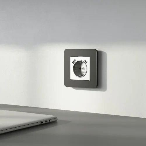 Рамка из металла на 1 пост Platinum черный алюминий W0012608 - фото 6