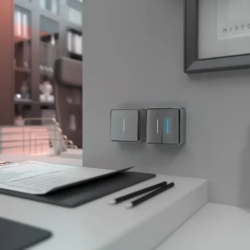 Выключатель одноклавишный с подсветкой Gallant серебряный W5010106 - фото 2