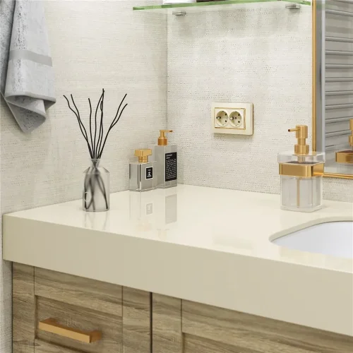 Рамка из поликарбоната для двойной розетки Snabb слоновая кость/золото W0081932 - фото 2