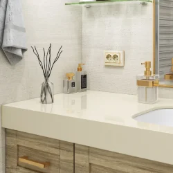 Рамка из поликарбоната для двойной розетки Snabb слоновая кость/золото W0081932