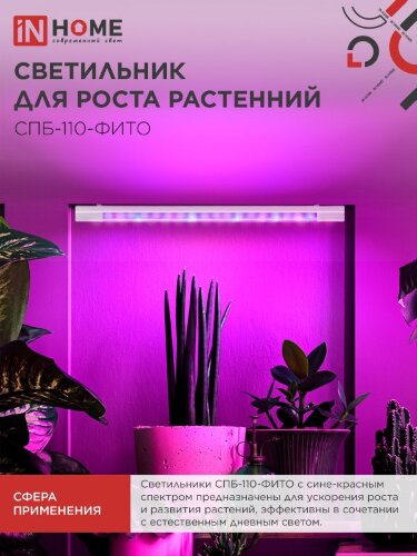 Светильник светодиодный СПБ-110 STD-ФИТО красно-синий спектр 55Вт 1200мм IP40 IN HOME - Фото 6