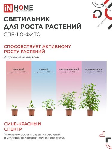 Светильник светодиодный СПБ-110 STD-ФИТО красно-синий спектр 55Вт 1200мм IP40 IN HOME - Фото 3