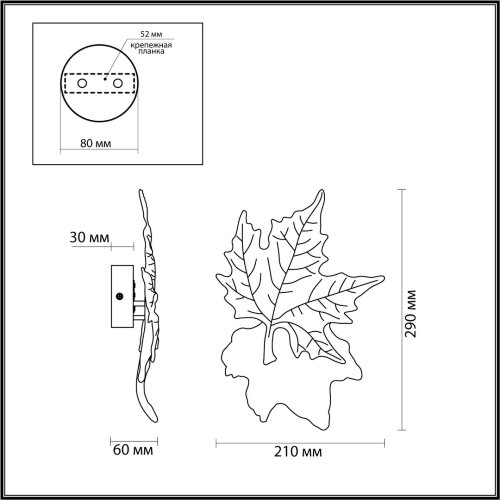 Настенный светильник «ODEON LIGHT» 4371/6WL, серия: EVA (крепление на планке). Фото 2.