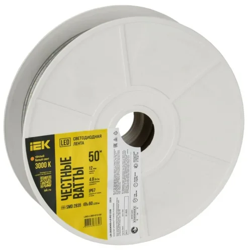 Лента светодиодная LED LSR-2835WW60-4.8-IP67-220В (уп.50м) IEK LSR3-1-060-67-0-50 - фото