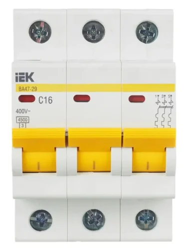 Выключатель автоматический модульный 3п C 16А 4.5кА ВА47-29 KARAT IEK MVA20-3-016-C - фото 2