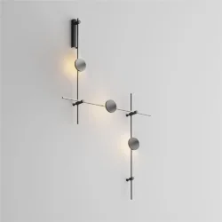 Готовая конструкция настенная прямая 1м х 1м х 1м со светильниками Plato 3 шт. и блоком питания, черный (Черный)