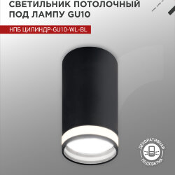 Светильник потолочный НПБ ЦИЛИНДР-GU10-WL-BL под лампу GU10 55х110мм черный IN HOME