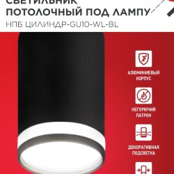 Светильник потолочный НПБ ЦИЛИНДР-GU10-WL-BL под лампу GU10 55х110мм черный IN HOME