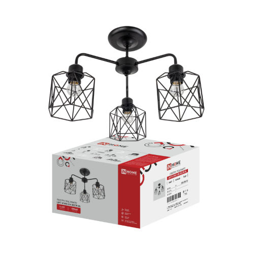 Люстра под лампу LOFT ATIKO-СN-3E27R-BL 3хЕ27 черный IN HOME - Фото