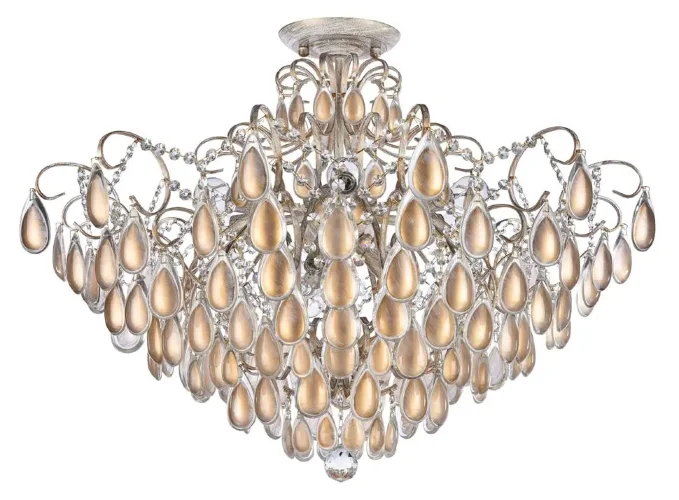 Серия Chabrol заслуживает особого внимания благодаря интересному цветовому сочетанию отделки арматуры, каплевидным кристаллам из стекла. Благодаря необычному дизайну светильники станут настоящим украшением любого интерьера! (Белый с Золотом) - фото