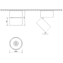 'Светильник светодиодный потолочный накладной поворотный, серия I, Черный, 15Вт, IP20, Теплый белый (3000К), I-SF-BL-WW 005110