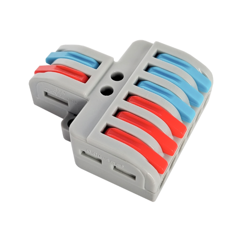 Клемма проходная разветвительная КПР 222-4126 с рычагами 2/6 полюса 0.08-2.5/4мм2 (5шт./уп.) IN HOME - Фото