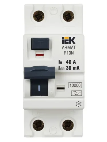 Выключатель дифференциального тока (УЗО) 2п 40А 30мА тип A ВДТ R10N ARMAT IEK AR-R10N-2-040A030 - фото 2