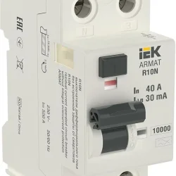 Выключатель дифференциального тока (УЗО) 2п 40А 30мА тип A ВДТ R10N ARMAT IEK AR-R10N-2-040A030
