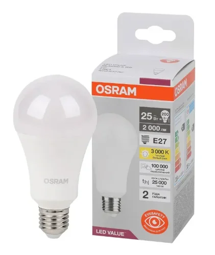 Лампа светодиодная LV 25SW/3000K (=200W) E27 | LED Value 2Y | Груша | - OSRAM. Фото 2