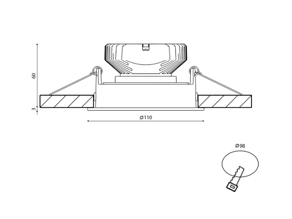 Корпус светильника потолочный встраиваемый  наклонный, COMBO10-BL, Черный, IP20, COMBO10-BL. Фото 3