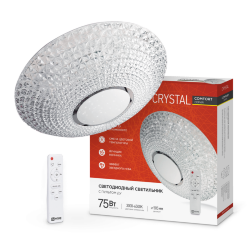 Светильник светодиодный COMFORT CRYSTAL 75Вт 230В 3000-6500K 6000Лм 500x115мм с пультом ДУ IN HOME