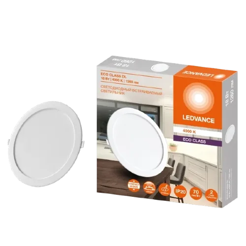 Светильник светодиодный встраиваемый 18W/4000K | D-170 H-28 | DL ECO IP20 D150 | - LEDVANCE. Фото
