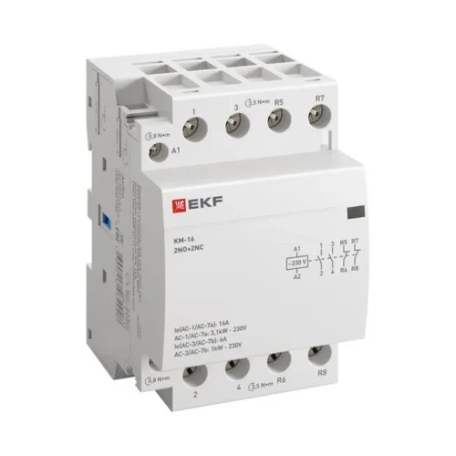 Контактор модульный КМ 16А 2NО+2NC (3 мод.) PROxima EKF km-3-16-22 - фото