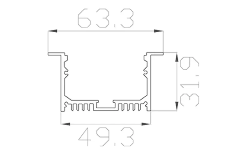 Алюминиевый профиль LC-LPV-3263 171 (2000х49/63х32мм с рассеивателем) - фото I