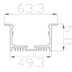 Алюминиевый профиль LC-LPV-3263 171 (2000х49/63х32мм с рассеивателем)