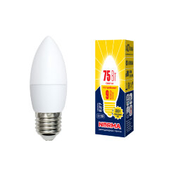 LED-C37-9W-WW-E27-FR-NR Лампа светодиодная, Форма свеча, матовая, Серия Norma, Теплый белый свет 3000K, Картон