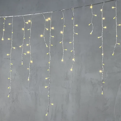 Гирлянда Бахрома 5 x 0,9 м Шампань 220В, 348 LED, Провод Прозрачный Силикон, IP65. Фото 1.