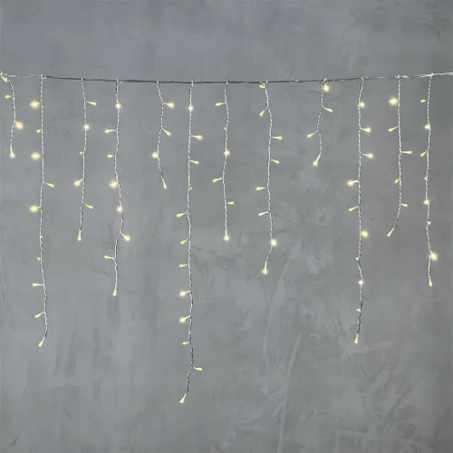 Гирлянда Бахрома 5 x 0,9 м Шампань 220В, 348 LED, Провод Прозрачный Силикон, IP65. Фото 5.