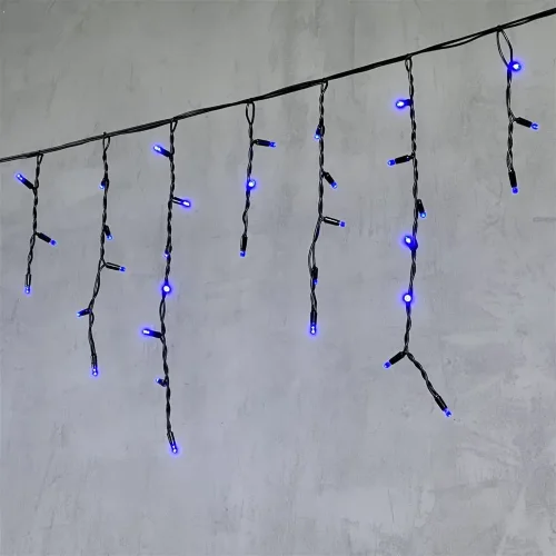 Гирлянда Бахрома 3,1 x 0,5 м Синяя 220В, 120 LED, Провод Черный Каучук, IP65. Фото 1.