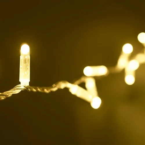 Гирлянда Нить с Колпачком 10м Шампань 24В, 100 LED, Провод Прозрачный ПВХ, IP65. Фото 5.