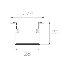 Профиль врезной алюминиевый LC-LPV-2537-2 Anod