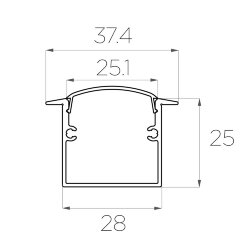 Профиль врезной алюминиевый LC-LPV-2537-2 Anod