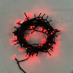 Гирлянда Нить 10м Красная 24В, 100 LED, Провод Черный ПВХ, IP54