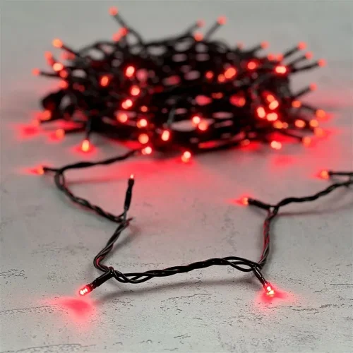Гирлянда Нить 10м Красная 24В, 100 LED, Провод Черный ПВХ, IP54. Фото 6.