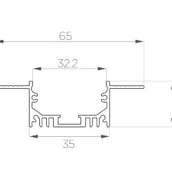 Профиль алюминиевый под шпаклевку LC-LPSH-2065-2 Anod