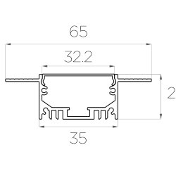 Профиль алюминиевый под шпаклевку LC-LPSH-2065-2 Anod