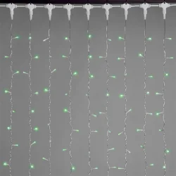 Гирлянда Занавес 1 x 6 м Зеленый 220В, 600 LED, Провод Прозрачный ПВХ, IP54