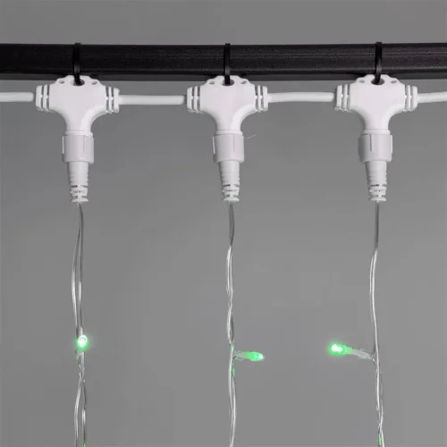 Гирлянда Занавес 1 x 6 м Зеленый 220В, 600 LED, Провод Прозрачный ПВХ, IP54. Фото 2.