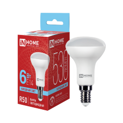 Лампа светодиодная LED-R50-VC 6Вт 230В Е14 6500К 530Лм IN HOME