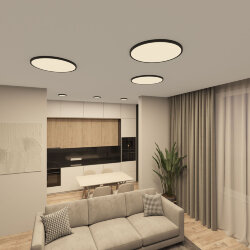 Накладной светильник THIN, IP40, 50W, 3000K/4000K/6500K, переключатель цветовой температуры на корпусе, черный, полимер, Denkirs DK6524-BK