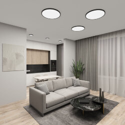 Накладной светильник THIN, IP40, 50W, 3000K/4000K/6500K, переключатель цветовой температуры на корпусе, черный, полимер, Denkirs DK6524-BK